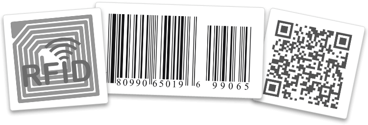 RFID e QR Code mostrado em imagens.