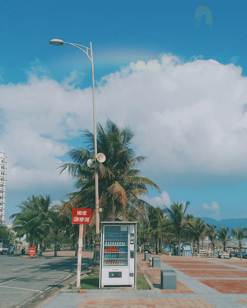 Uma vending machines na praia.